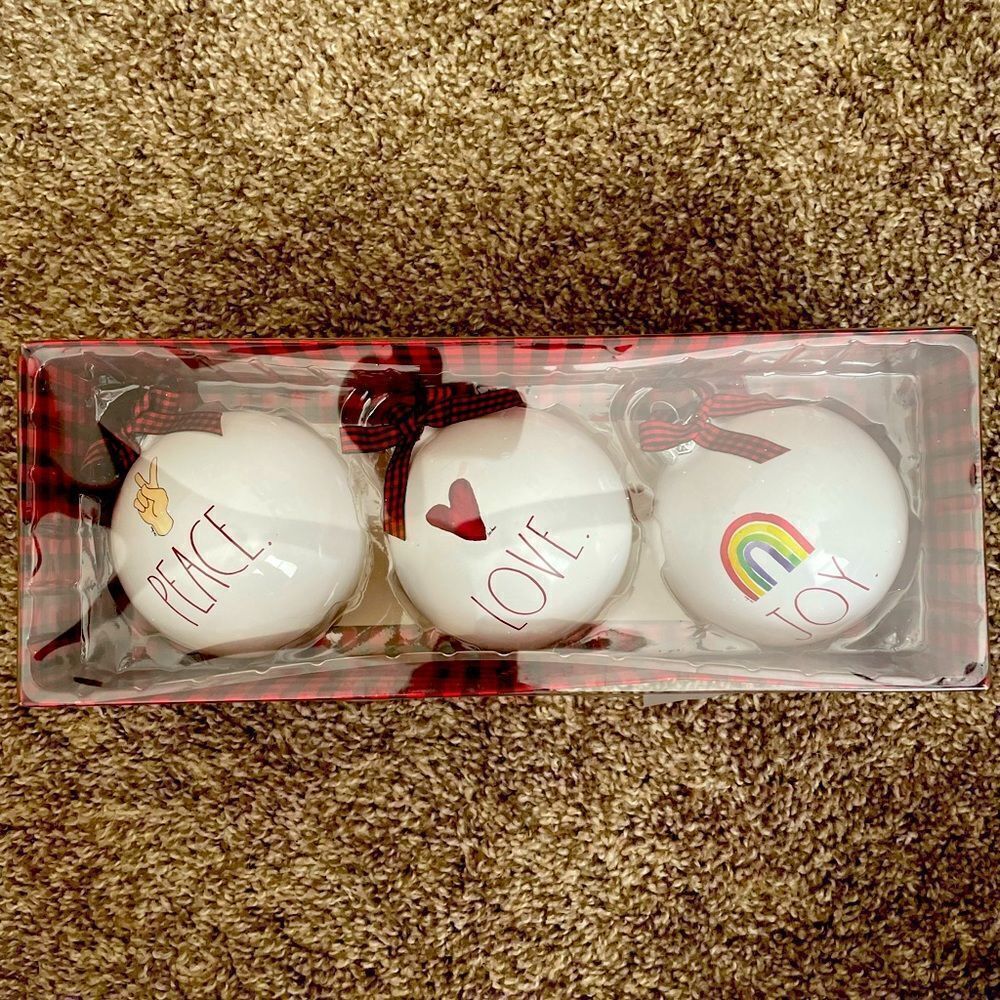 Rae Dunn glass ornaments set